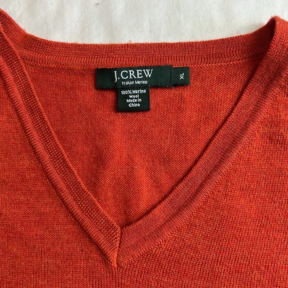 J Crew V-neck Italian Morano Wool Sweater SZ XL - Picture 3 of 8